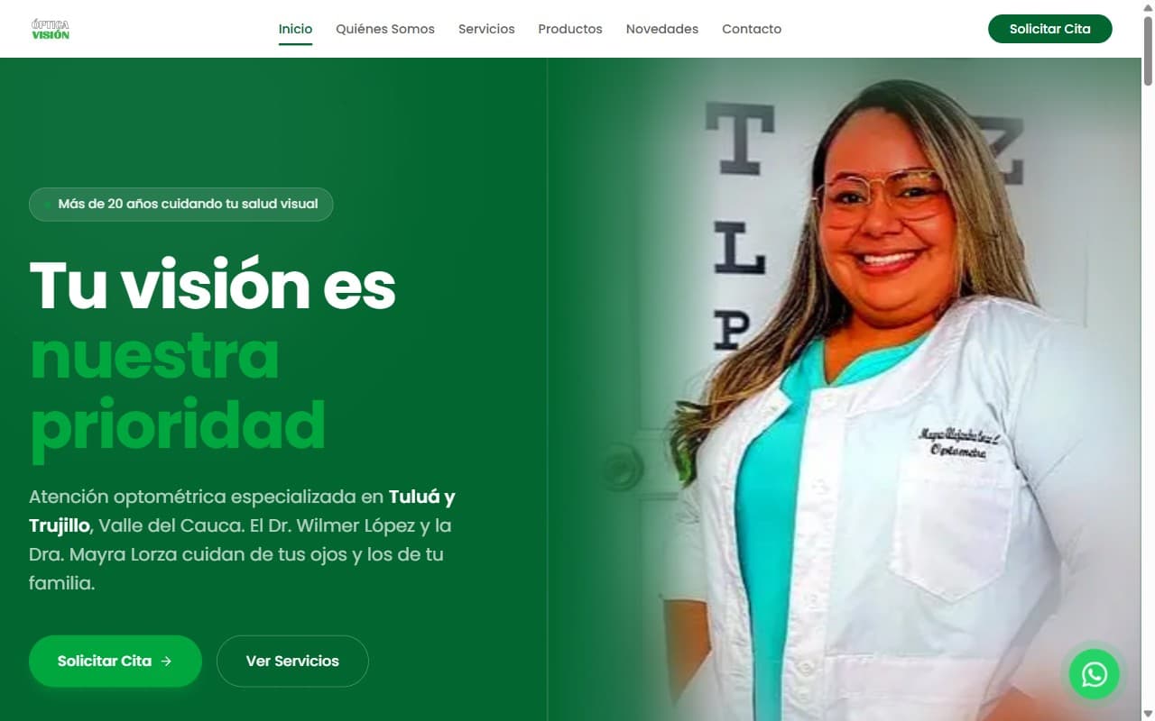 Sitio web de Óptica Visión